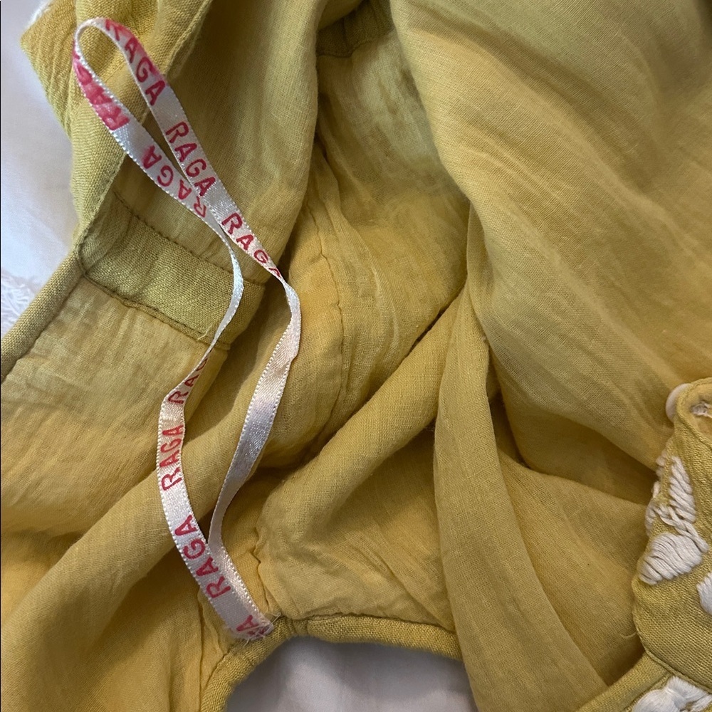 RAGA Sorrento High Neck Romper yellow embroidered medium tie waist - Picture 9 of 9